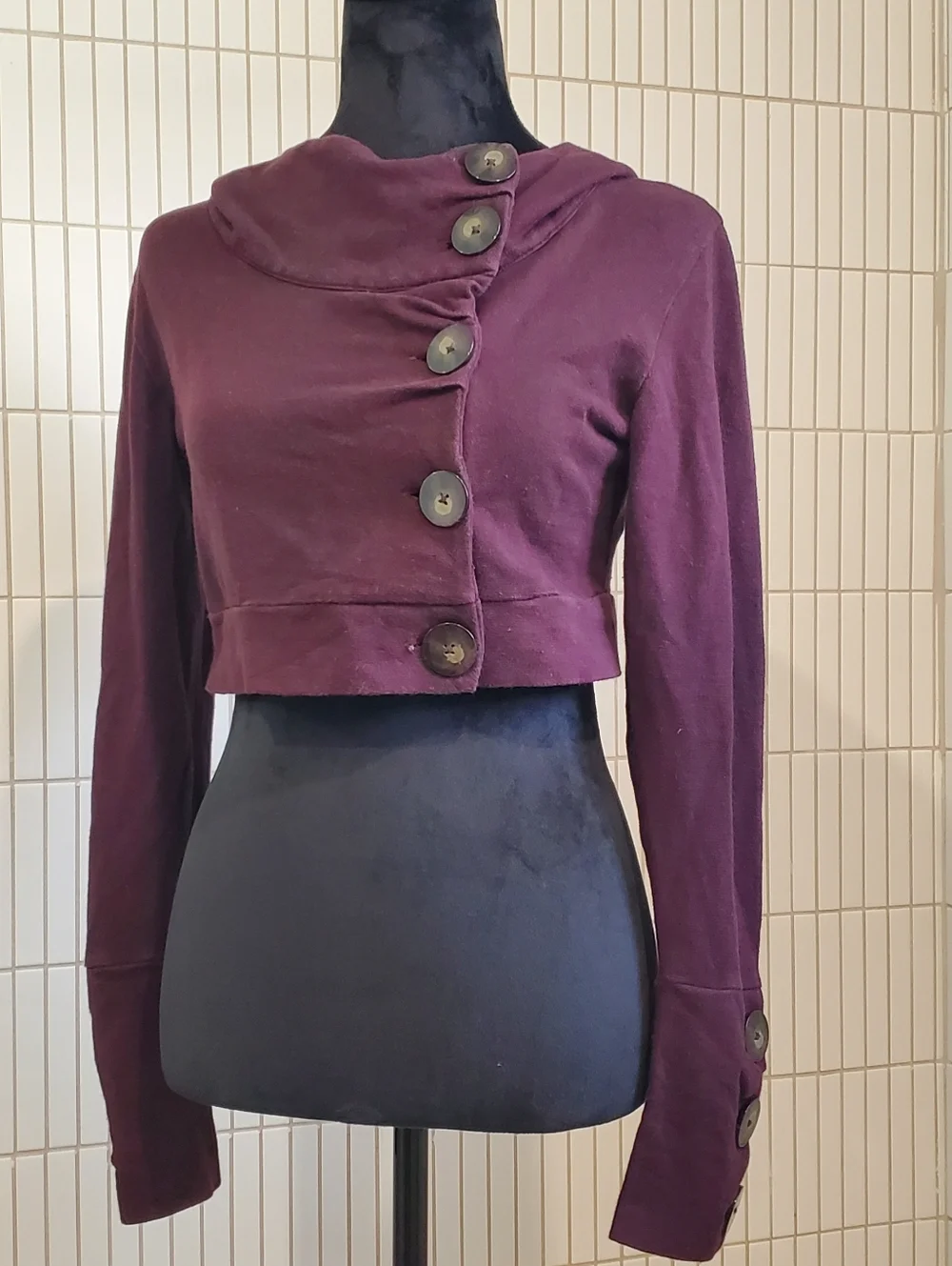 Nomads Hemp Wear Womens Cropped Phenomenon Hoodie Jacket Plum Purple Size Small - Picture 4 of 9